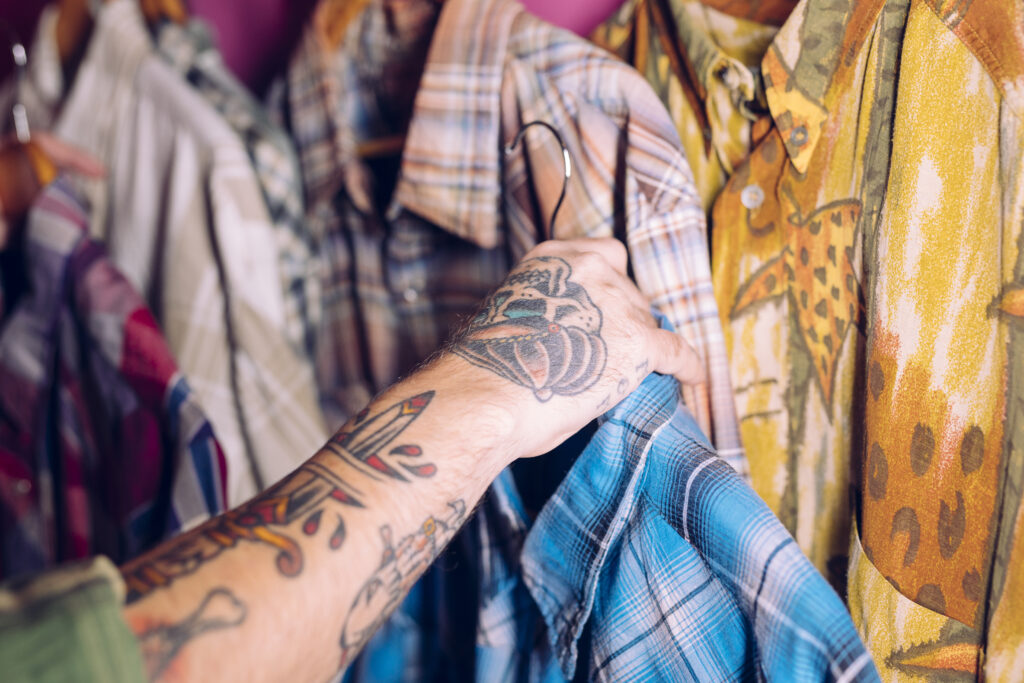 Clothes in closet